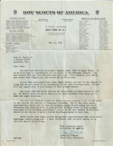 Boy Scouts of America - Eagle Scout Letter