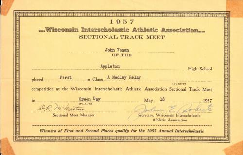 Dad's Track Medley Relay - 1957