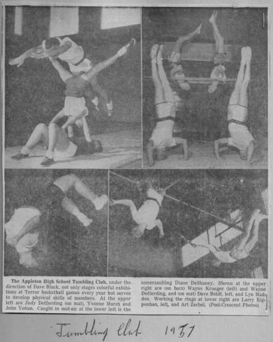 Tumbling Club - Dad is jumping in mid air on upper left